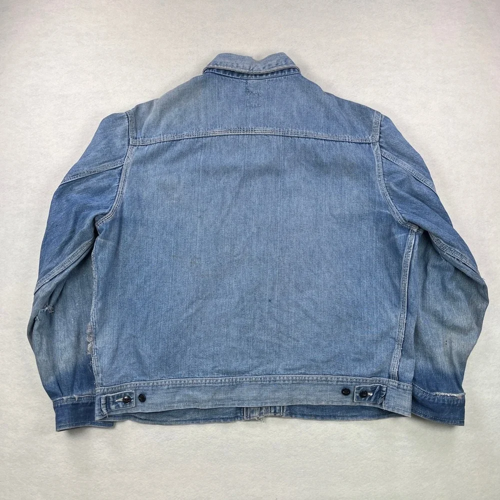VTG 50s 60s Lee 91-B XXL Sanforized Denim Work Jacket Blue Talon Zip Union Made